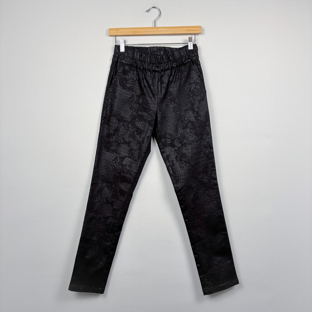 Elliott Lauren Python Print Faux Leather Pull On Pant Black 2